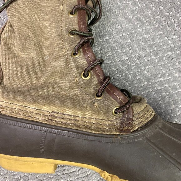 LL Bean Signature Waxed Canvas Maine Hunting Shoe Duck Boots Womens 8M USA Brown - Picture 15 of 15